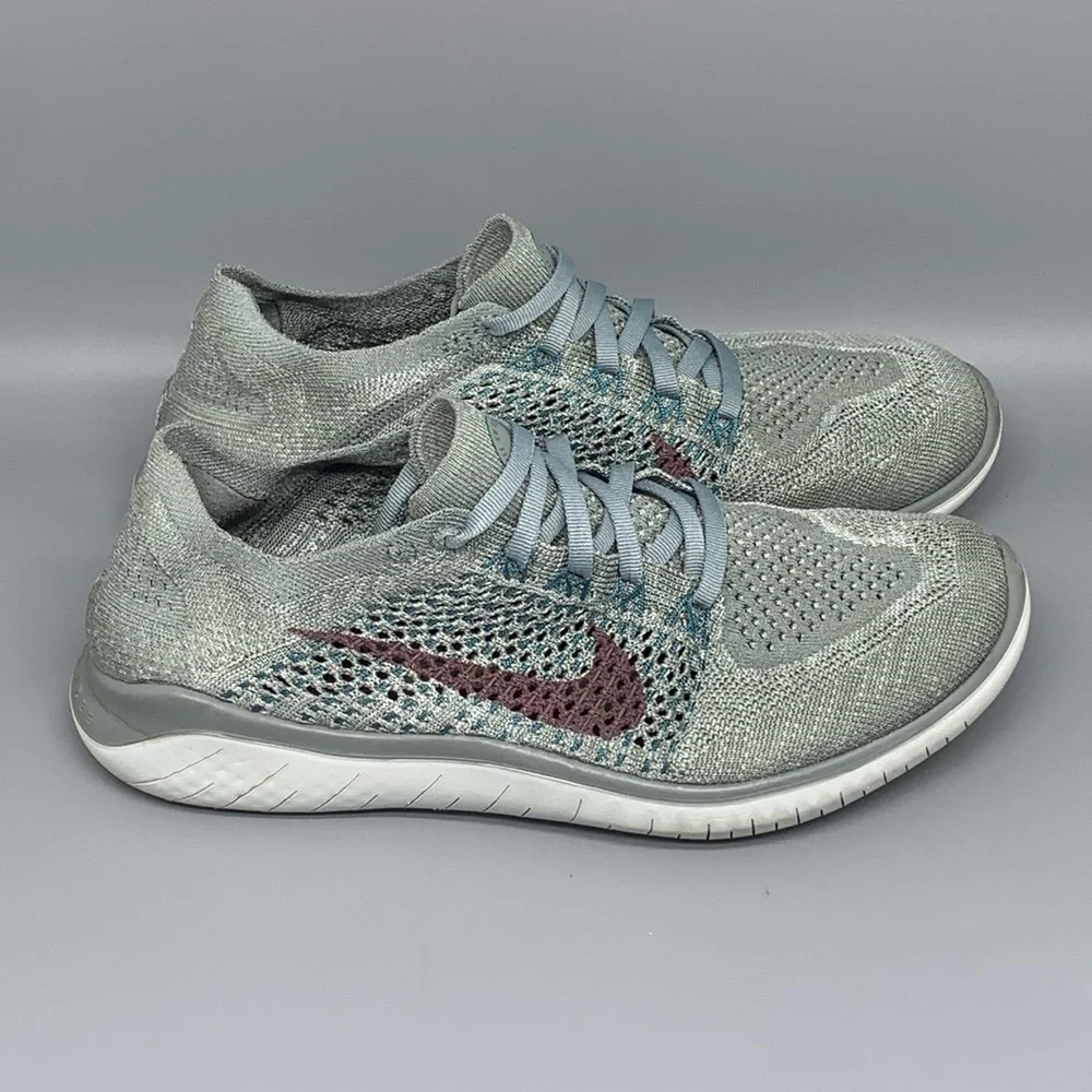 Nike Free Rn Flyknit 2018 Gray Running Shoes 942839-300 Women's Sz 8.5